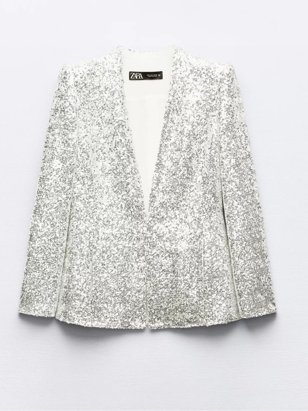 Zara Silver Sequin Blazer Jacket